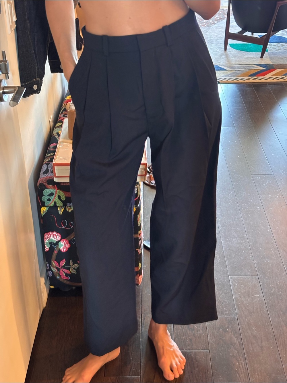 COS Black High-Rise Wide Leg Pleated Pants